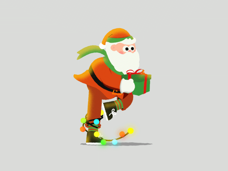 Gift from santa 2d ae aftereffects animation character character animation gif gift box illustration run santa santa claus shape layers walk cycle xmas