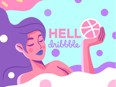 Hello Dribble! 2d bath bath salt branding character character design design female character first shot flat hellodribbble woman