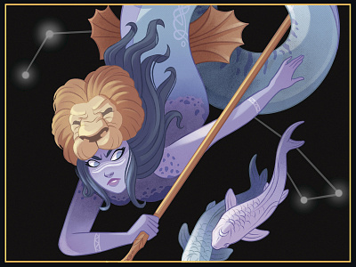 Leo astrology character character design drawing girl horoscope illustration leo mermaid mermay moon planets stars tarot warrior zodiac zodiac sign