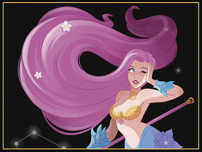 Virgo 2d astrology character design design drawing girl horoscope illustration mermaid mermay moon planets sketch tarot virgo warrior zodiac zodiac sign