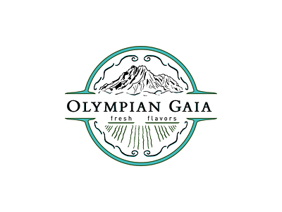 Olympian Gaia agriculture badge brand branding design fresh illustration logo mountain logo vector