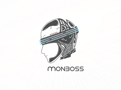 Monboss Logo artificial intelligence brand branding cyborg illustration logo logodesign modern robot tech vector