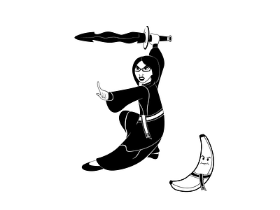 Caroline and Bananard Illustration banana cartoon character disney art illustration martial art