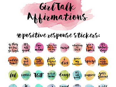Girltalk Affirmations iMessage Stickers feminism friends girl talk girls imessage sisters stickers watercolor women