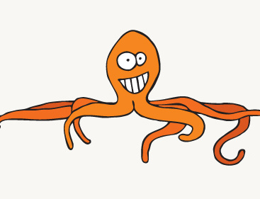 Orange Octopus bright happy octopus orange