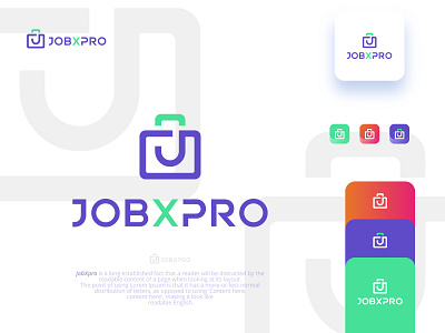 JobXpro 2d app blockchain technology branding identity design business business agency service flat grid gloden ratio flat symbol company icon illustrator color j logo job saas sass b2c software application desktop startup b2b product vector logo brand work