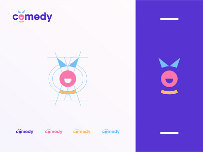 Comedy Logo 2d abstract agency animation app design blue branding clean color concept flat icon font geometric graphic design identitydesign illustrator logotype minimal simple logo web ui
