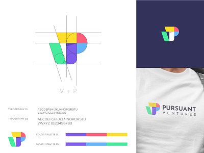 V P logo Exploration blockchain technology branding identity design business agency service flat grid gloden ratio flat symbol company icon illustrator color saas sass b2c software application desktop startup b2b product vector logo brand