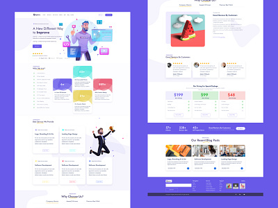 Updated Project - IT Agency Landing Page branding identity design business agency service design flat grid gloden ratio icon illustrator color illustration logo saas sass b2c software application desktop startup b2b product