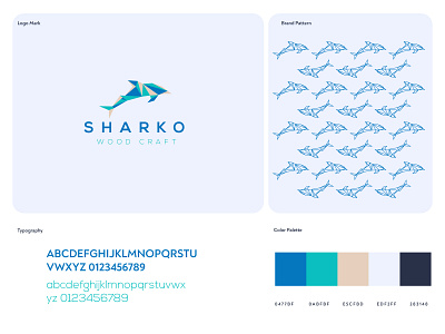 Sharko Wood Craft Logo Icon branding identity design colorful flat illustration logo minimalist shark trendy