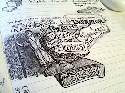 Sunday School Sketchnotes church death exodus freedom hand drawn handdrawn handmade lettering more death moses non digital plagues sketches sketchnotes snakes sunday school traditional typography