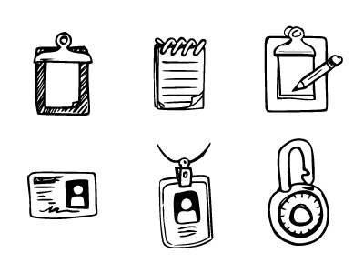 More Icons avatar badge bw clip clipboard dl edit hand drawn handdrawn icons id identity lanyard license lock masterlock notebook notepad paper pencil security security pencil paper sketch user wireframe wireframes write
