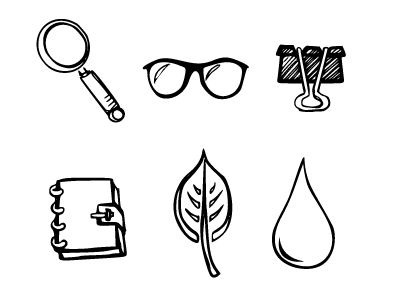 Assorted bw clip drop examine grow growth hand drawn handdrawn history icons look record replenish save science see simple sketch view water wireframe wireframes