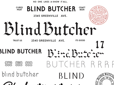 Blind Butcher black letter branding custom logotype gothic restaurant san serif seal typography