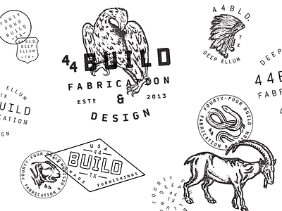 44 Build animal branding identity illustration stamp type