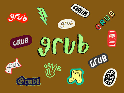 Grub Stickers colorful doodle grunge hand drawn lettering logo marker pen sketch tractorbeam type typography