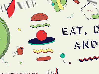 Burger abstract branding bun deconstructed geometric illustration smile smiley face squiggle tractorbeam type