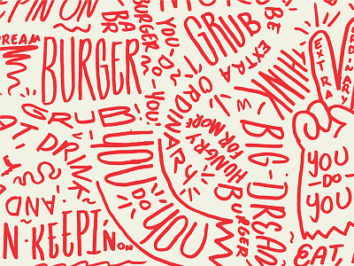 Burger Pattern branding dream big illustration lettering lines pattern peace squiggle tractorbeam you do you