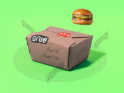 Grub To-Go Packaging abstract branding burger design grunge lettering logo neon sticker tractorbeam type typography
