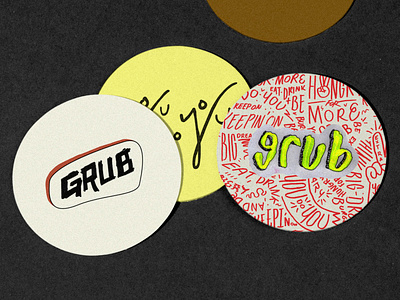 Grub Coasters abstract branding burger design graffiti grunge identity lettering logo neon pattern tractorbeam type typography