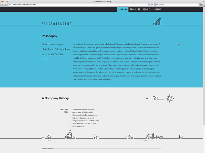 Prescott Timeline animation blue buttons city gif illustration motion real estate realty timeline ui ux web website