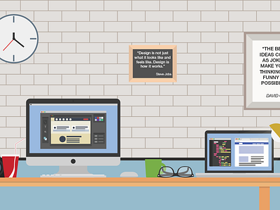 Web Site - Sneak Peek (WIP) flat illustration imac macbook portfolio web site wip workspace