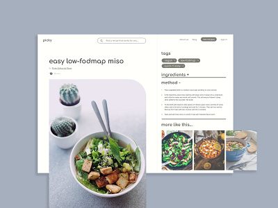Picky Web Design food app ui design web design