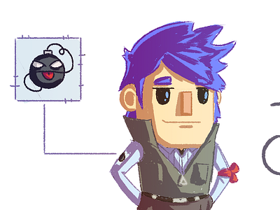 Blue Hair Guy doodle drawing game design gaming illustration indie sketch