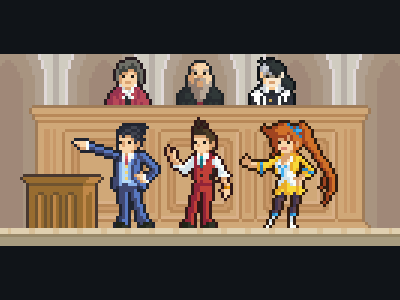 Objection!! animation gaming gif illustration lawyers phoenix wright pixel art