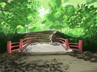 Japanese Scenery background bridge environment forest japanese scenery