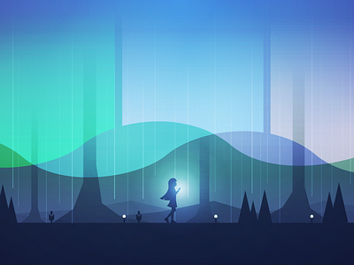 night sky aurora forest girl landscape night rain sky