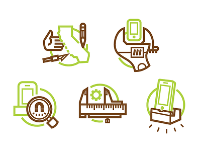 Technical Icons california dock hand made icons illustrations monoline universal
