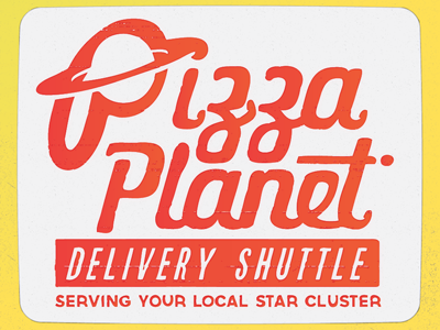 Pizza Planet logo toy story typography