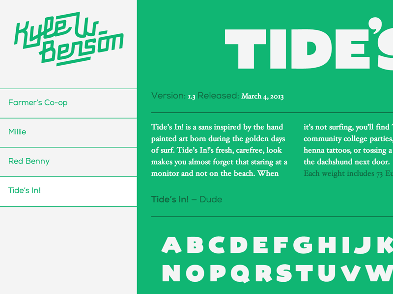 Tide's In! Released casual family fonts fun italics multiple weights shop surf type family typeface