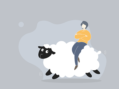 Girl & sheep illustration vector art vector illustration