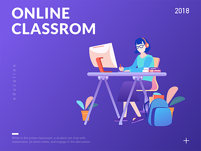 Onlineclassroom class education girl illustration student study