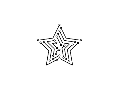 Technology Star black and white circles constellation design icon lines logo technology