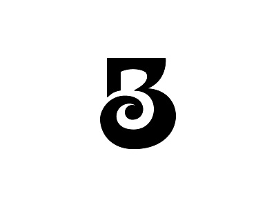 B + 3 3 b black and white logo number typography