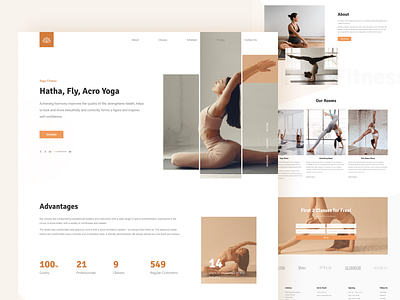 Fitness Studio - Redesign Main Page advantage clean concept creative design design fitness flat landing page redesign site sport stretching studio trend 2020 ui ux web website workout yoga