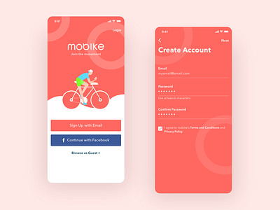 Sign In/Sign Up UI App account app bike cycling dailyui log in registration sign in sign up signin signup ui uiux ux