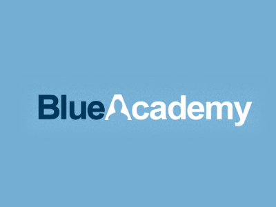 Blue Academy blue logo negative space
