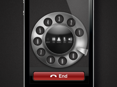 Closer Look: In App iRotary Call UI app call dial end interface iphone number phone rotary ui user