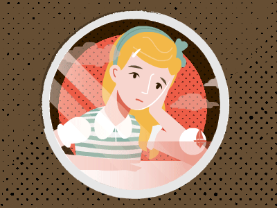 Forlorn Girl (LOCKDOWN SERIES) at home bored dreaming gif gif animation illustration lockdown portal simple stare stuck stylized texture vector waiting windows yacht