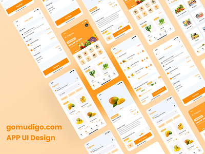 gomudigo.com App UI Design app appdesign branding design illustration mobile mobileapp ui uiux ux website yellow