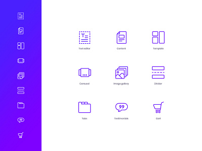 Website Element Icons blue carousel cart clean content design divider elements gallery icons tabs template testimonials vector website