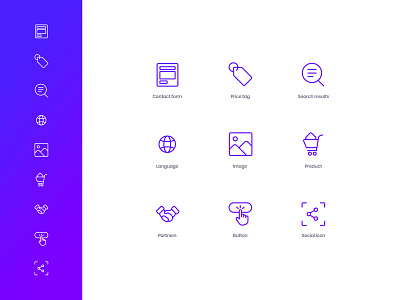 Shop Element Icons button clean contact design graphics icons illustration image language partners price tag product search shop social vector