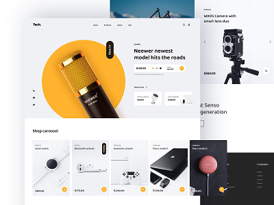 Tech shop clean concept design product shop simple tech ui ux website