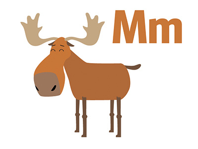 M For Moose alphabet illustration moose
