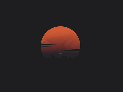 The Sun digitalart dusk evening flat illustration flatdesign illustration illustrator landscape sun sunset vector