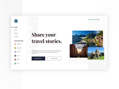 Travel blog website concept
